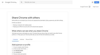 Share Chrome with others - Computer - Google Chrome Help