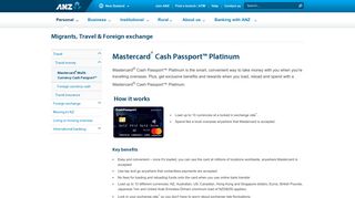Mastercard ® Multi-Currency Cash Passport - ANZ