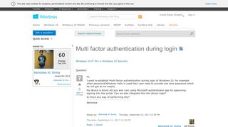 Multi factor authentication during login - Microsoft
