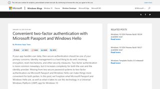 Convenient two-factor authentication with Microsoft ... - Windows Blog