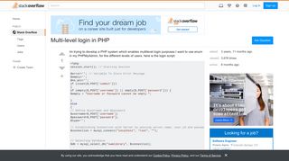 Multi-level login in PHP - Stack Overflow
