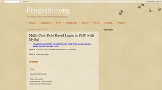 Programming: Multi User Role Based Login in PHP with MySql