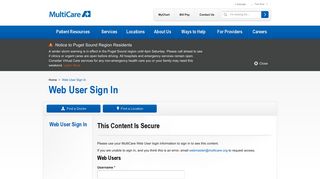 Web User Sign In - MultiCare