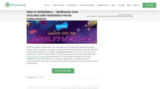 Multiverse is the new gaming experience included with Mathletics