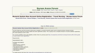 Mumaris System New Account Online Registration - Nurses Arena Forum