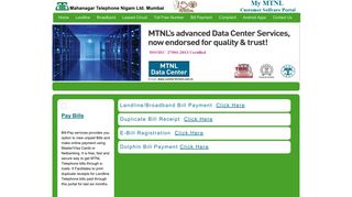 Bill Payment - MTNL Mumbai - Customer SelfCare Portal : Online ...