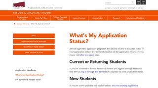 What's My Application Status? - Memorial University of Newfoundland