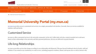 Memorial University Portal (my.mun.ca) | Information Technology ...