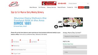 Sign Up | Munroe Dairy | Milk Delivery