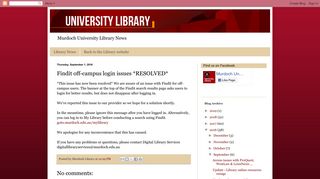 Murdoch University Library News: Findit off-campus login issues ...