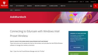 AskMurdoch | Connecting to Eduroam with Windows Intel Proset ...