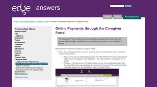 edge Answers Online Payments through the Caregiver Portal