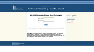 MUSC Shibboleth Single Sign-On Page