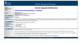 Kronos Upgrade Notification - MUSC Broadcast Messages