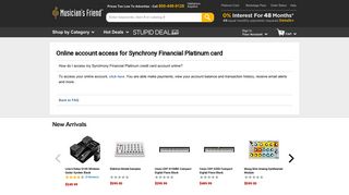 Online account access for Synchrony Financial ... - Musician's Friend