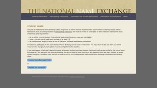 The National Name Exchange - Student Login