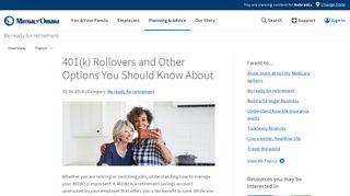 401(k) Rollovers and Other Options You Should ... - Mutual of Omaha