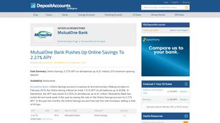 MutualOne Bank Pushes Up Online Savings To 2.27% APY