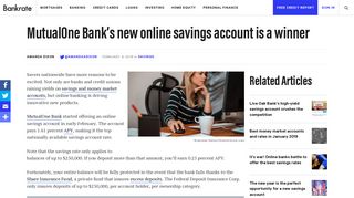 MutualOne Bank's Online Savings Account | Bankrate.com