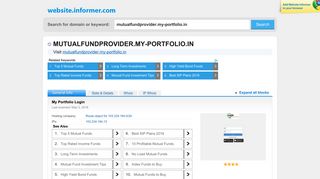 mutualfundprovider.my-portfolio.in at WI. My Portfolio Login