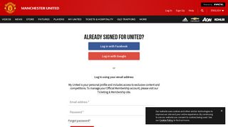 Sign in to My United | Official Manchester United Website