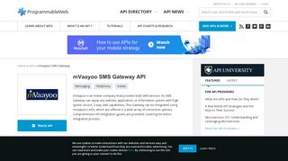 mVaayoo SMS Gateway API | ProgrammableWeb