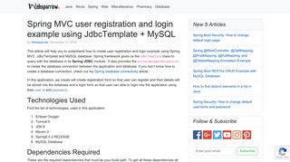 Spring MVC user registration and login example using JdbcTemplate ...