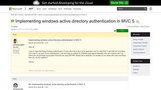 Implementing windows active directory authentication in MVC 5 ...