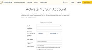Activate Sun MVG account - Sun International