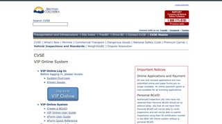 CVSE - VIP Online System - Ministry of Transportation and Infrastructure
