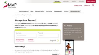 Manage Your Account for Members; log in to make ... - MVP Health Care