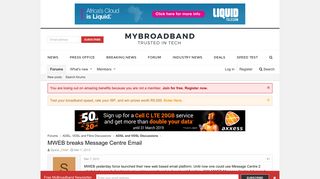 MWEB breaks Message Centre Email | MyBroadband