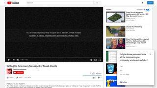 Setting Up Auto Away Message For Mweb Clients - YouTube