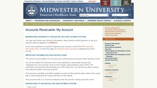 Accounts Receivable: My Account | Midwestern University
