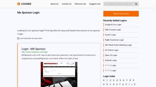 Mx Sponsor Login