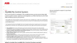 My Control System - a secure web portal for ABB DCS users - Services ...
