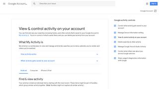 View & control activity on your account - Android - Google Account Help