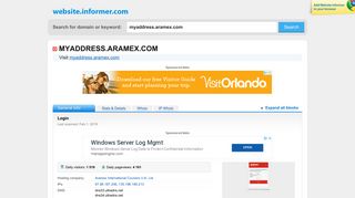 myaddress.aramex.com at Website Informer. Login. Visit Myaddress ...