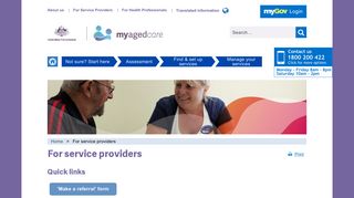 For Service Providers - My Aged Care