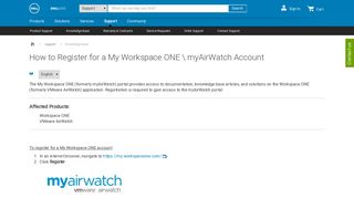 How to Register for a My Workspace ONE  myAirWatch Account | Dell ...