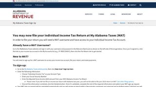 My Alabama Taxes Sign-Up – Alabama Department of Revenue