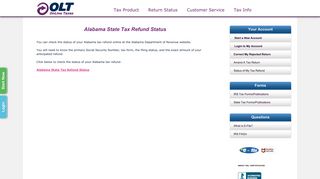 Alabama State Tax Refund Status Information - OnLine Taxes - OLT.com