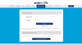 Login to your account to recharge, check balance and more - Aldi Mobile