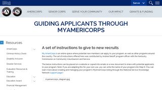 Guiding Applicants Through MyAmeriCorps | Corporation for National ...