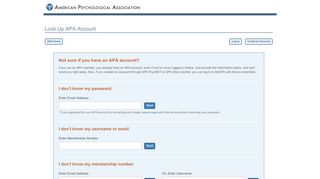 Look Up APA Account - My APA - American Psychological Association