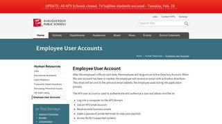 Employee User Accounts — Albuquerque Public Schools