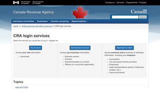 CRA login services - Canada Revenue Agency