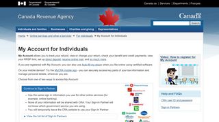 My Account for Individuals - Canada Revenue Agency