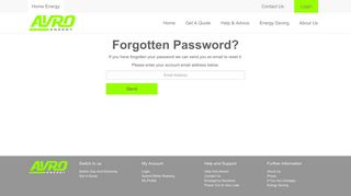 AVRO Energy | Login to myAvro — Forgot Your Password