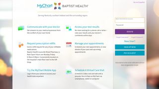 Baptist Health MyChart - Login Page